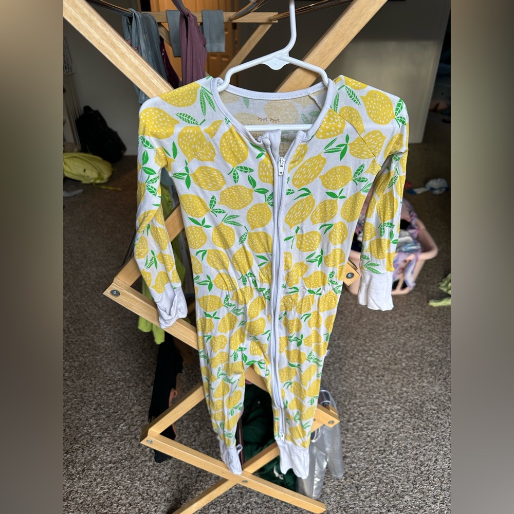 Little Sleepies Lemon Print Footie - Yellow and Green